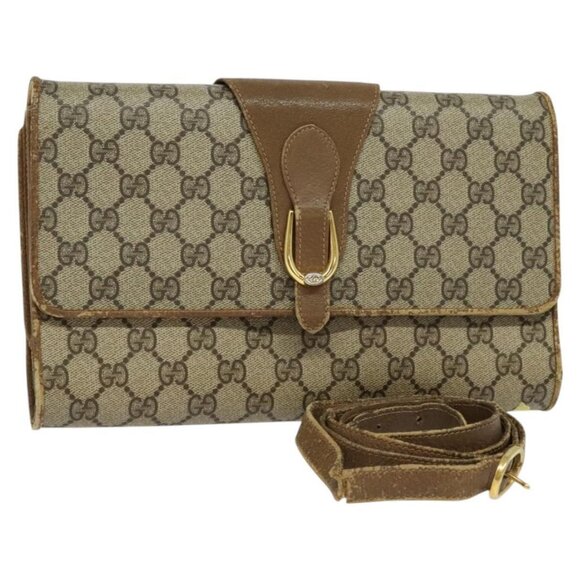 GUCCI GG Supreme Shoulder Bag PVC Beige Gold - Picture 1 of 15